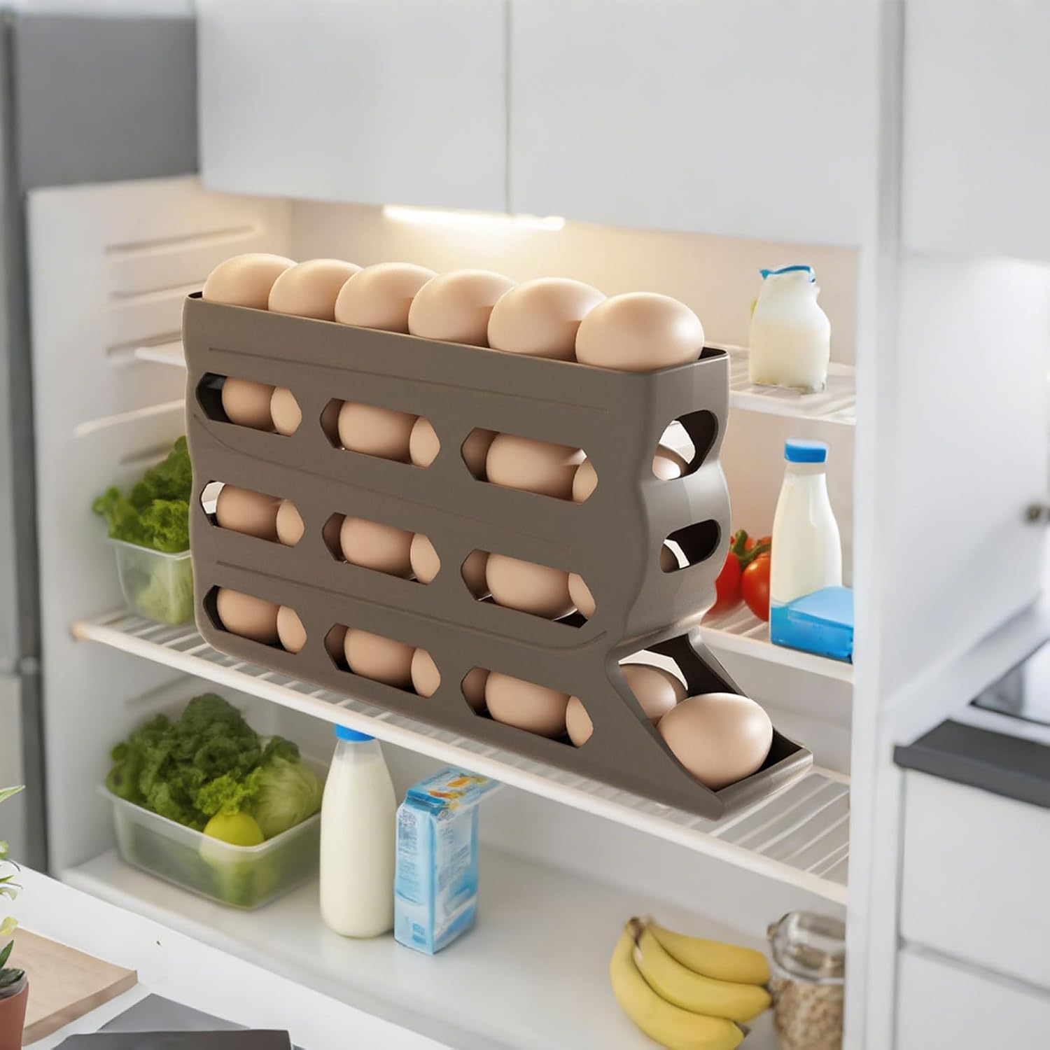 Eieraufbewahrung Für Kühlschrank | 4 Ebenen Automatische Rollfunktion Eierhalter | 30 Stück Rutschfeste Box Für Bäckerei Bauernmarkt