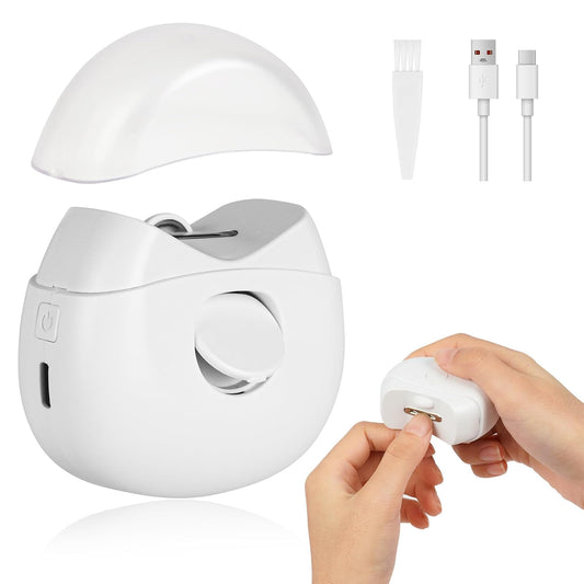 Elektrischer Nagelknipser, Nagelschneider Mit 2 Geschwindigkeiten, Automatischer Elektrische Nagelschneider Mit Licht, Baby Nail Trimmer Für Kinder Erwachsen Senioren(Grau-Weiß)