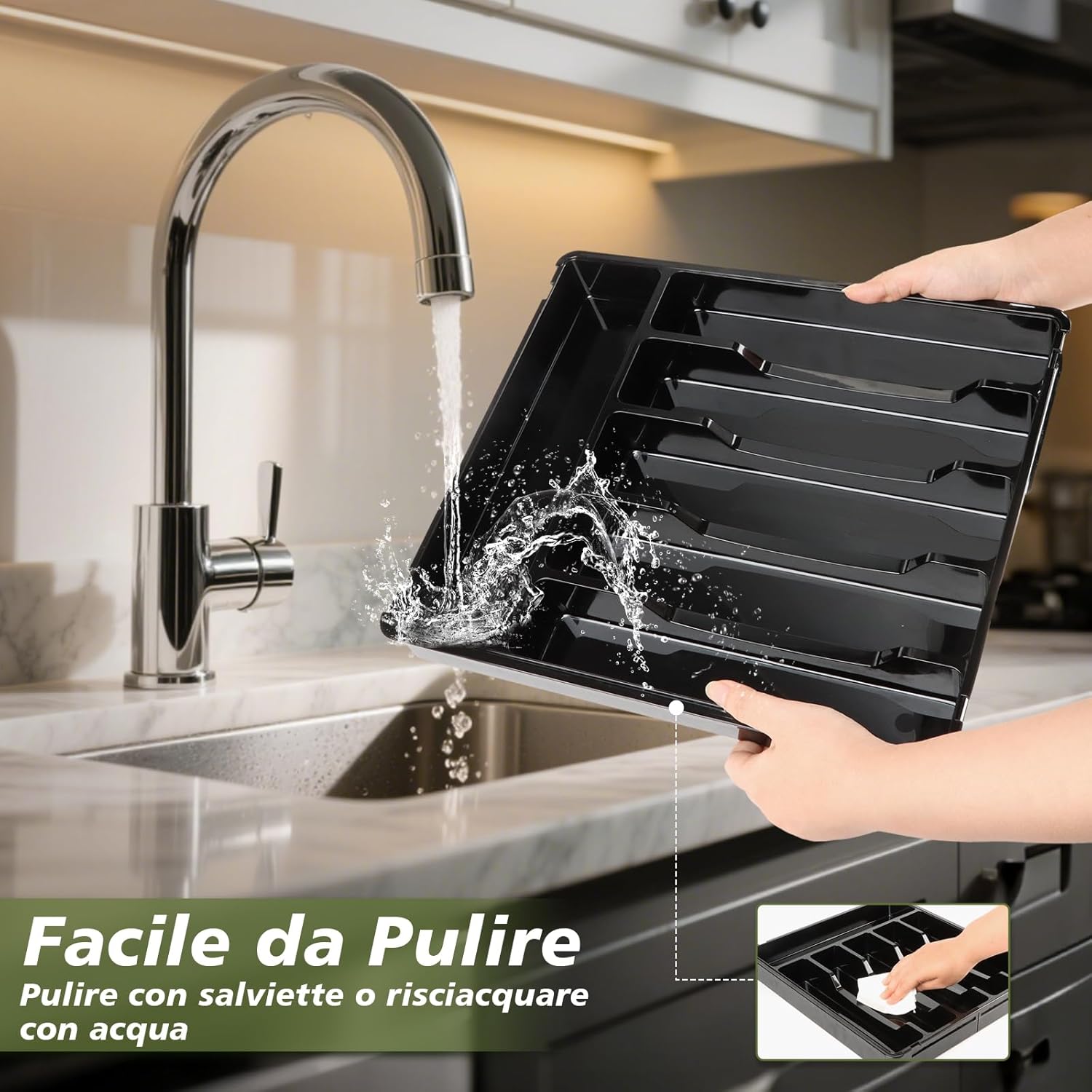 Besteckkasten Für Schubladen, Besteckeinsatz Für Schubladen, Cutlery Organizer, Verstellbarer Besteck Organizer Schublade, Breite Von 30 Auf 53 Cm, Küchenorganizer Für Löffel Und Gabeln