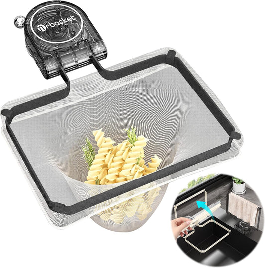 Abflusssieb Küchenspüle Mit Saugnapf, Spülbecken Sieb Mit 100 Sieb, 2 in 1 Sink Strainer Und Lappenaufbewahrungsregal (Schwarz)