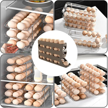 Eieraufbewahrung Für Kühlschrank | 4 Ebenen Automatische Rollfunktion Eierhalter | 30 Stück Rutschfeste Box Für Bäckerei Bauernmarkt